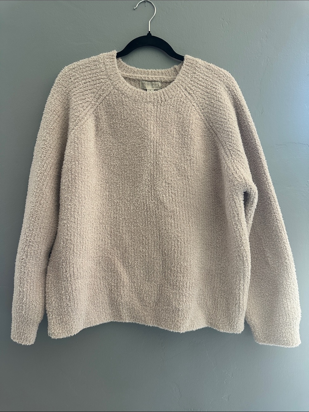 Barefoot Dreams Stone CozyChic All Over Plush Ribbed Pullover Sweater